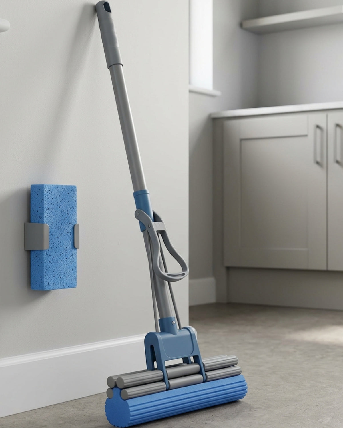 Rglvx Double Roller PVA Sponge Mop with Pull Lever Graphite Blue - Lifestyle view
