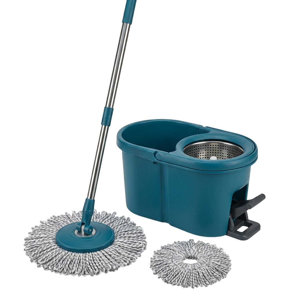 Rglvx Foot Pedal Spin Mop with Divided Bucket Petrol Blue - Product view